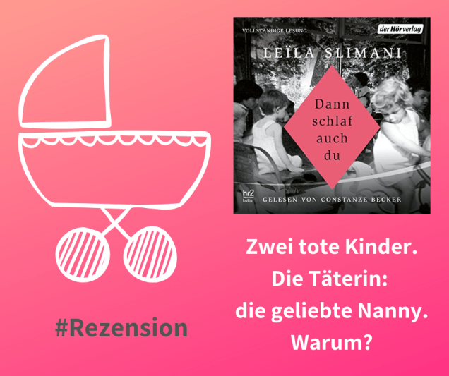 Grafik: rosa Hintergrund, darauf das Hörbuchcover von "Dann schlaf auch du", ein gezeichneter Kinderwagen